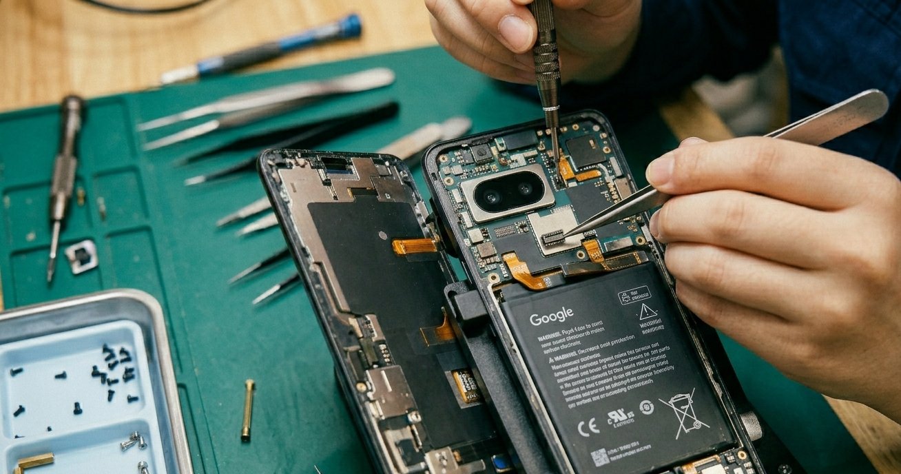 Android端末の分解修理作業の様子（スマホスピタル錦糸町）